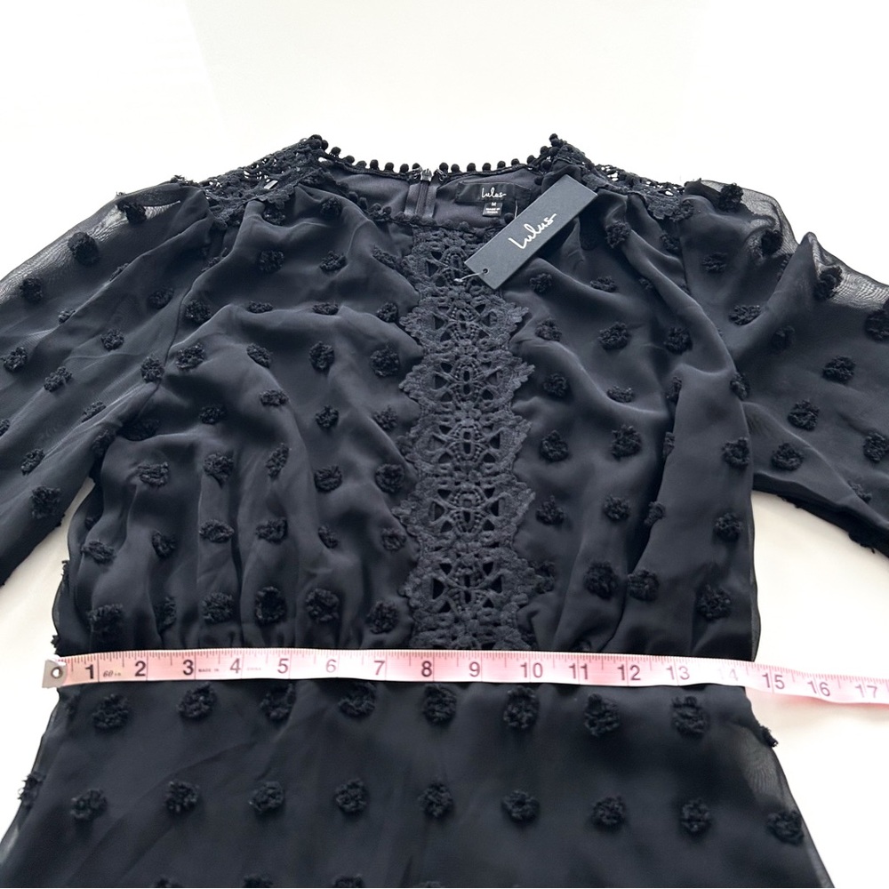 Lulus Black Lace Embroidered Long Sleeve Mini Dress NWT Size M - Picture 9 of 15